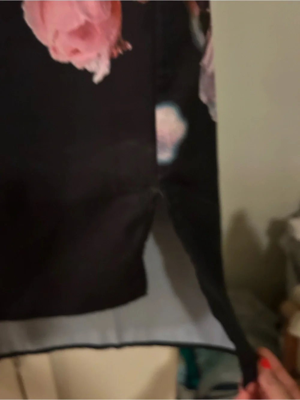Free People Black Shift Dress with Pink Floral Print